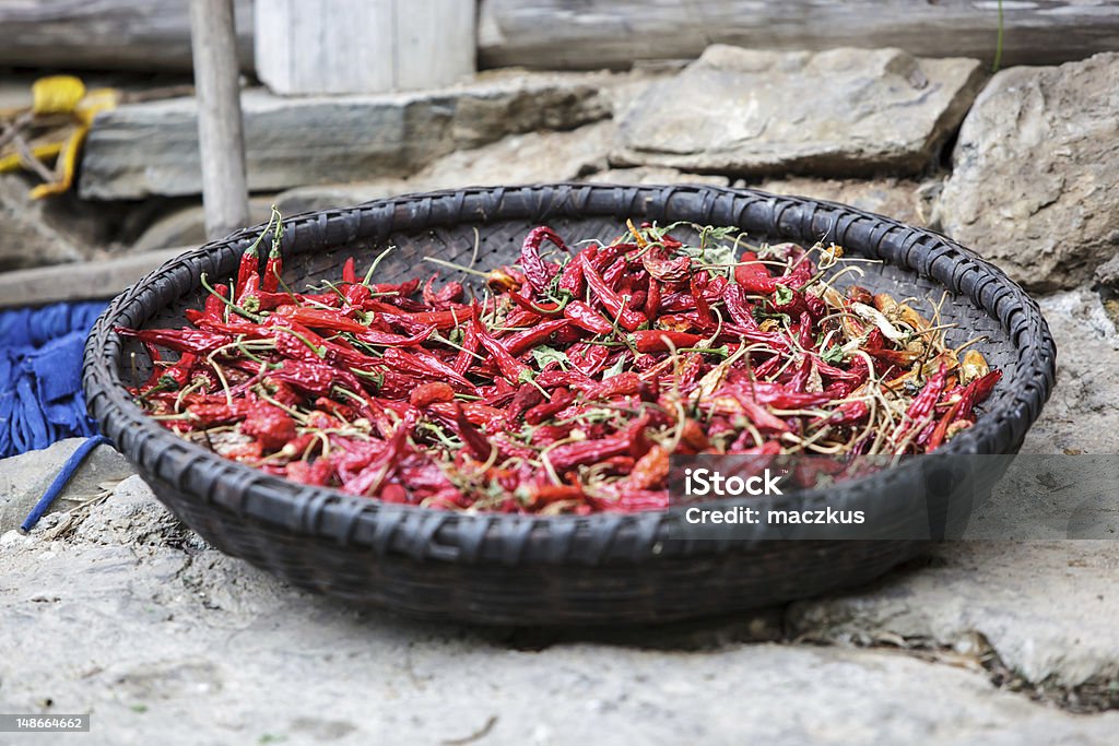 Sun dried chili peppers Sun dried chili peppers in Dazhai, China Chili Pepper Stock Photo