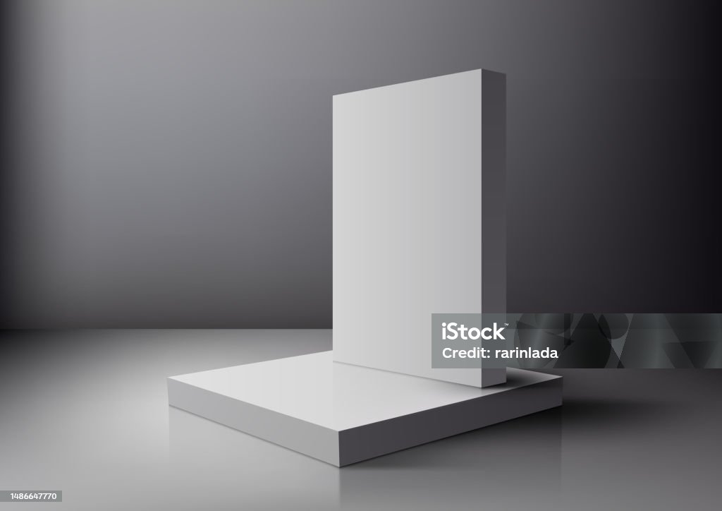 White Rectangular Platform 3d Realistic Empty White Podium Platform Product Display With Rectangle ...