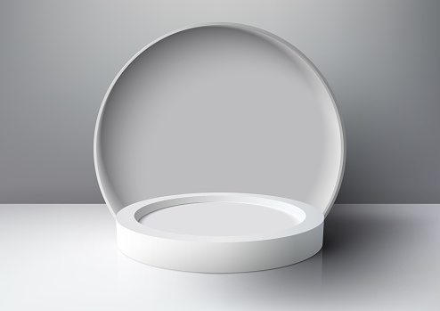 3d Realistic Mockup Display Empty White Podium Platform Display With ...