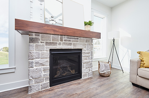 Gas fireplace in a new house