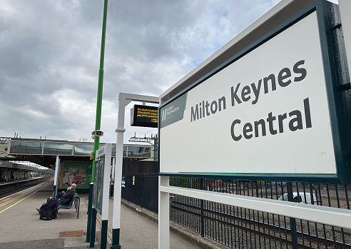 Milton Keynes, England - April 29 2023: Milton Keynes Central Railway Station in England