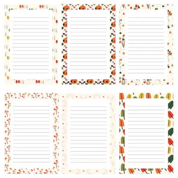 Vector illustration of Templates to do list check list blank daily planner for autumn season. Organizer and schedule with place for notes. Vector illustration.