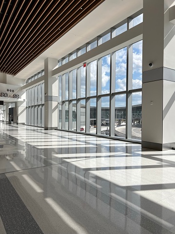 The sun shines in on the new LaGuardia airport terminal