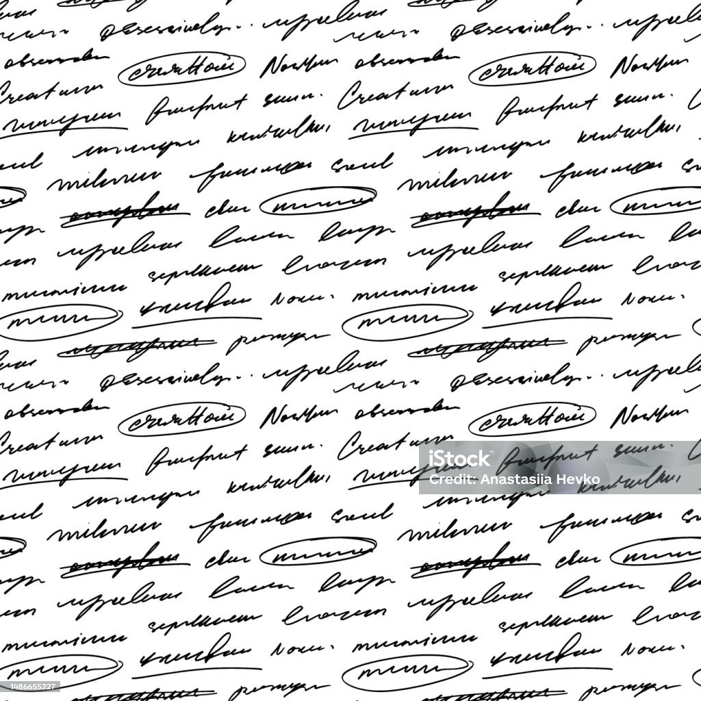 Unreadable Text/image Seamless Poetry Pattern With Handwritten Unreadable Text Stock ...