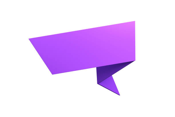 3d rendering gradient purple color speech bubble isolated on white background stock photo