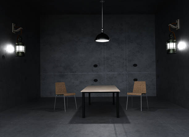 istock Interior of a clandestine negotiation room with few lighting 1486659325