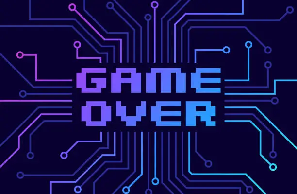 Vector illustration of Game Over Retro Video Game Background