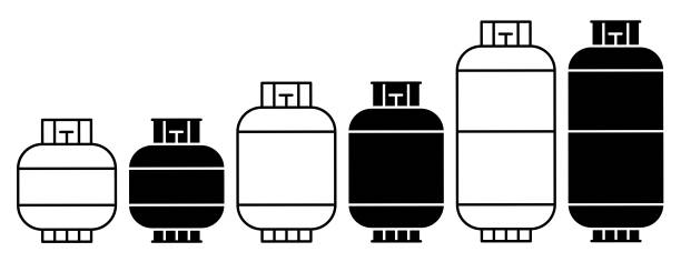ilustrações de stock, clip art, desenhos animados e ícones de gas cylinder icon - botija de gas
