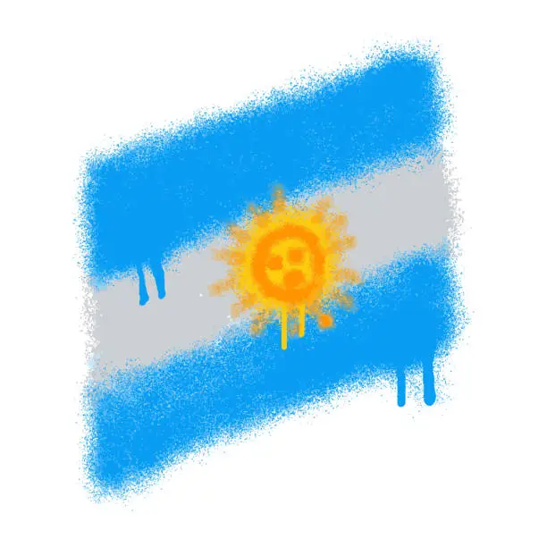 Vector illustration of Argentina Flag with spray paint