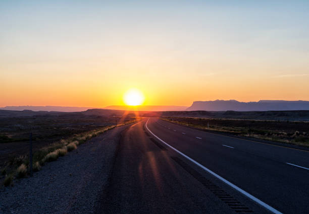 istock Western USA Sunset on Remote Wilderness Highway 1486667810