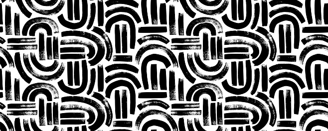 Brush Drawn Arched Seamless Pattern Stock Illustration - Download Image ...