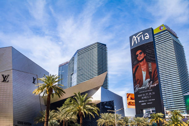 Las Vegas, Nevada, USA - April 8, 2023: Colorful sights along the Las Vegas strip, a popular travel destination for many.