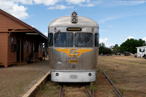 2000 class rail motor the Savannah lander travels from cairns to Forsyth in North Queensland Australia