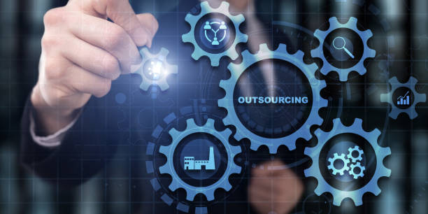 istock Inscription: Outsourcing. Global Recruitment Business, Technology, Internet and network concept 1486702590