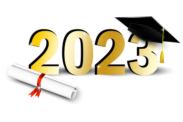 istock Paper art graduation of students 2023. Congratulations text. Vector illustration. 1486705302
