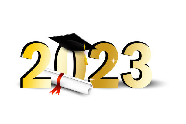 istock Paper art graduation of students 2023. Congratulations text. Vector illustration. 1486705365