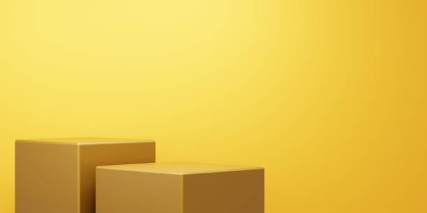 istock 3d rendering of brown abstract geometric yellow background for advertising, technology, showcase, food, snack, banner, game, sport, cosmetic, business, metaverse. Summer illustration. Product display 1486706930
