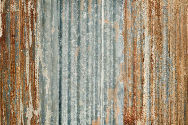 istock Old zinc wall texture background, rusty on galvanized metal panel sheeting. 1486709082