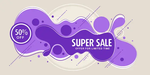 Vector illustration of Super sale banner template. Online marketing banner
