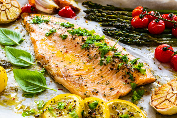 istock One sheet pan salmon and vegetables 1486712003