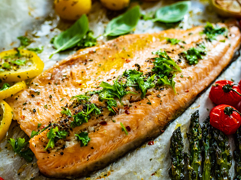 One sheet pan salmon and vegetables