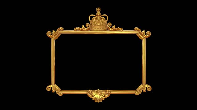 Royal Crown Gold Frame Horizontal Rectangle With Alpha Matte.