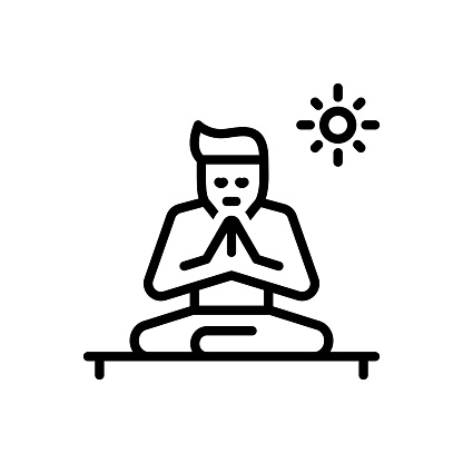 Icon for being, existence, living, aliveness, lifeblood, yoga, exercise, meditation, relax, pose, vectoricon, wellness