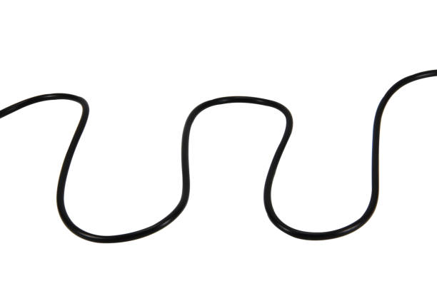 istock Black wire cable of usb and adapter isolated on white background.Electronic Connector.Selection focus.Clipping path. 1486720095