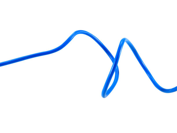 istock Blue wire cable of usb and adapter isolated on white background.Electronic Connector.Selection focus.Clipping path. 1486720104