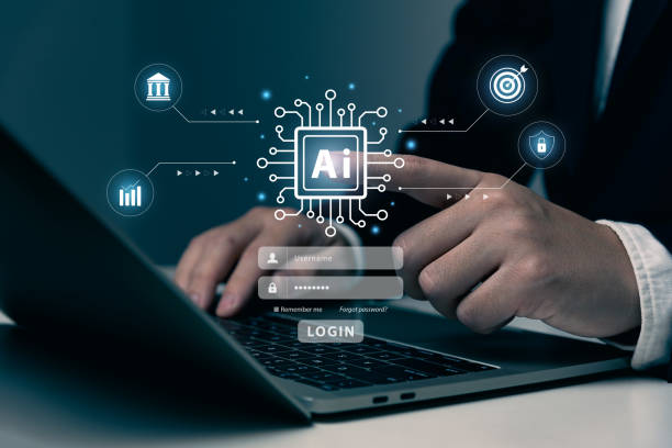 istock AI tech and log in access cyber security concept, businessman touching AI chip technology connecting to business financial ecosystem, application, virtual bank or online banking, target, growth plan. 1486721591