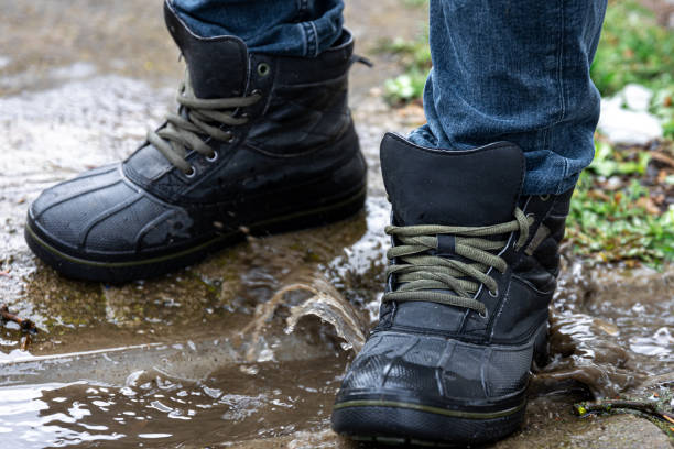 istock Quality waterproof boots for bad weather, close-up. 1486721780