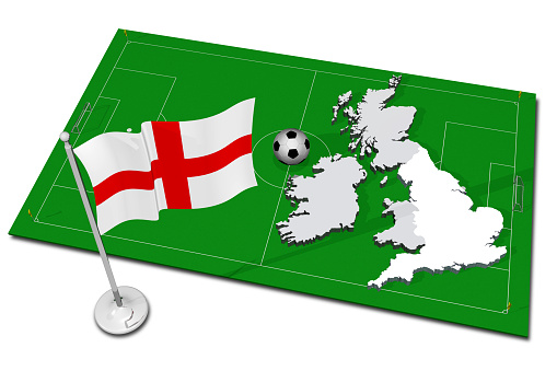 Northern Ireland. National flag with soccer ball in the foreground. Sport football - 3D Illustration