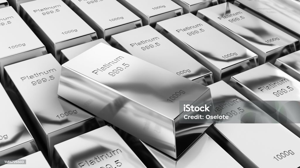 Platinum bars 1000 grams pure platinum,business investment and wealth concept.wealth of platinum,3d rendering Platinum Stock Photo