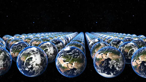Photo of notion of a parallel universe,There are many universes in the universe, and there are many possibilities.Elements of this image are decorated with NASA,3D rendering, https://visibleearth.nasa.gov/collection/1484/blue-marble