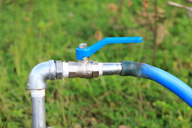 istock Faucet connected with blue rubber hose. Activate to water the plants. 1486726872