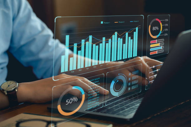istock Analyst Works on Personal Computer Showing business analytics dashboard with charts, metrics and KPI to analyze performance and create insight reports for operations management. Data analysis concept. 1486727505