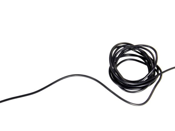 istock Black wire cable of usb and adapter isolated on white background with clipping path.Electronic Connector.Selection focus. 1486730289