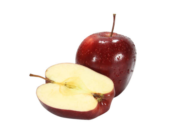 istock red apple, peeled, half isolated on white background with clipping path. 1486731043