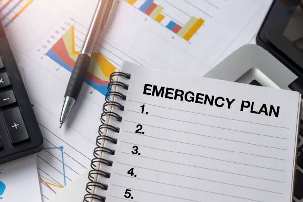 istock Concept of Emergency Preparedness Plan.Emergency Plan  list with notebook.Business Evacuation Training concept. 1486731515