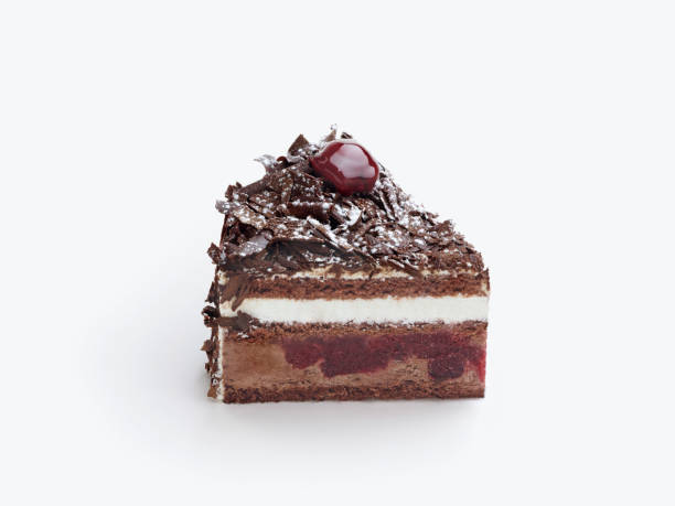 A slice of chocolate cake. on white background