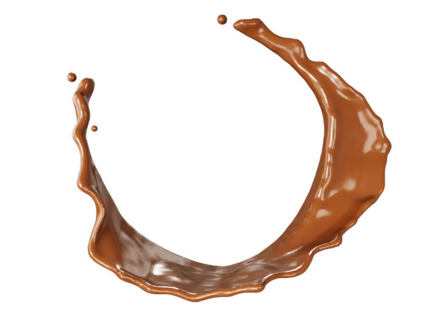 istock Closeup Element of Chocolate Liquid splashing isolate on white background. 3d rendering. clipping part. 1486733842