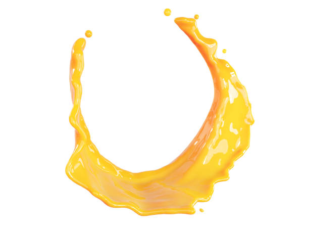 istock abstract Orange juice splash isolated on white background. 3D Rendering. clipping part. 1486733884