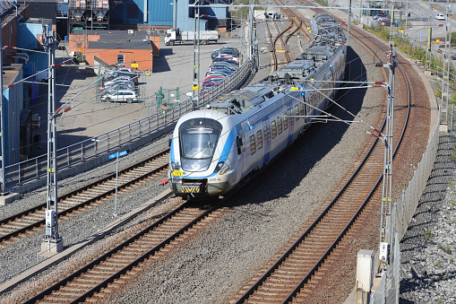 Sodertalje, Sweden - April 15, 2023: SL class X60 commuter train.
