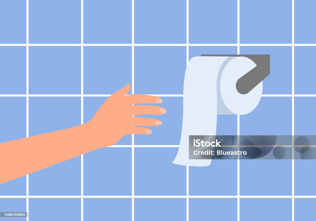 Using Toilet Vector Hand Using Toilet Paper In Flat Design Stock Illustration - Download ...