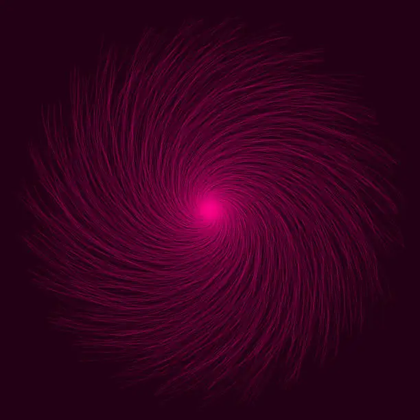 Vector illustration of Purple-pink vortex chaos lines originating in a single point