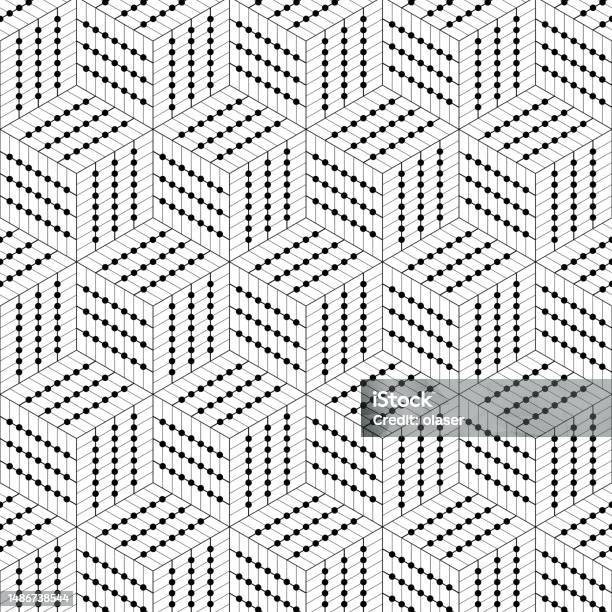 Cube Pattern Bitmap Cube Pattern With Lines And Dots Stock Illustration - Download Image ...