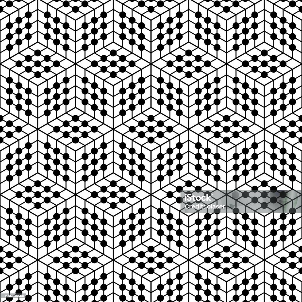 Vector Cube Pattern Cube Pattern With Lines And Dots Stock Illustration - Download Image ...