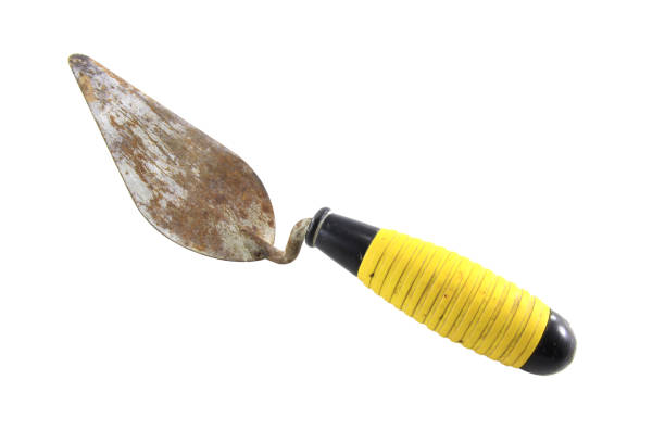 Old and rusted plastering equipment isolated on white background with clipping path.Selection focus.