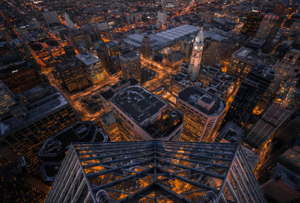 Looking down on Philadelphia city hall from above