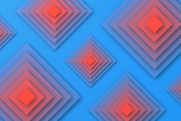 abstraktes design mit quadraten und roten farbverläufen - trendiger hintergrund - blue background orange background purple background light stock-grafiken, -clipart, -cartoons und -symbole